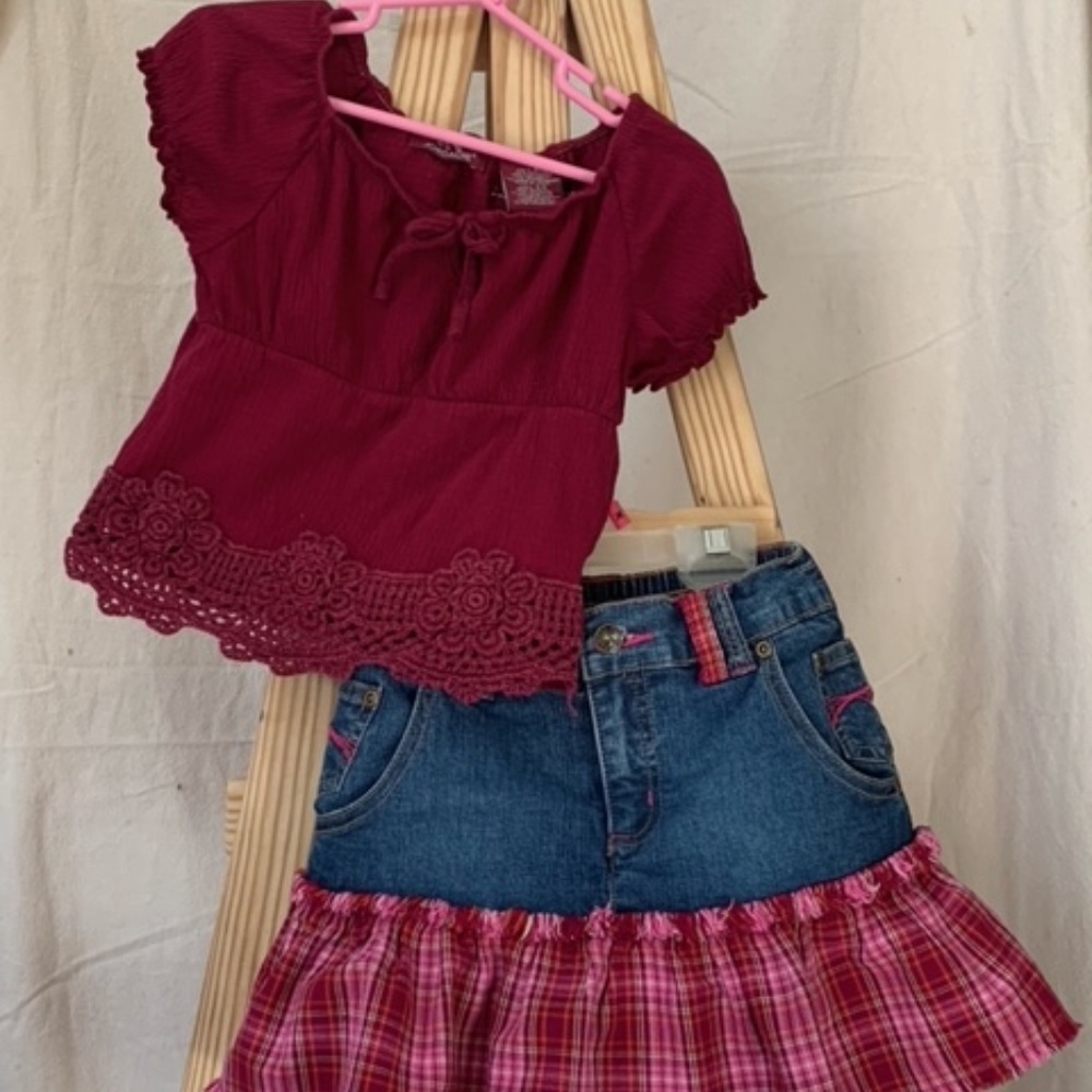 Jordache Peasant Top with Denim Skorts Set - Size 4/5
